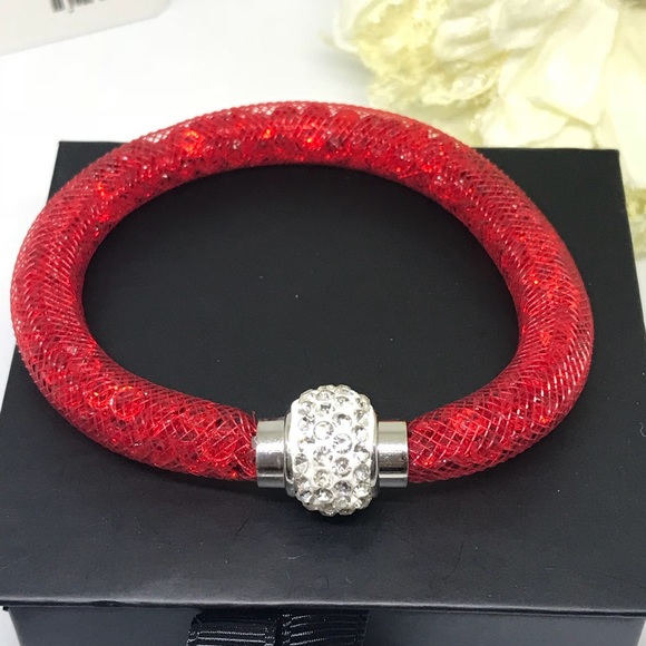 7" Red Crystal Mesh Bracelet [JW-25] - Picture 4 of 6